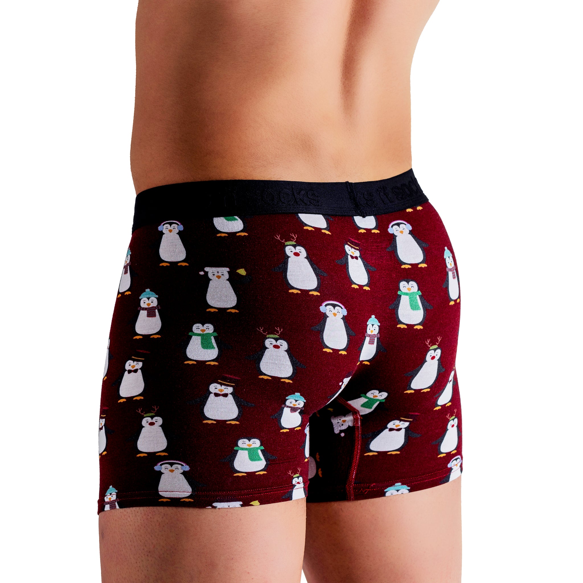 Men's Bench Skiing Penguins Boxer Briefs (2 Pack)